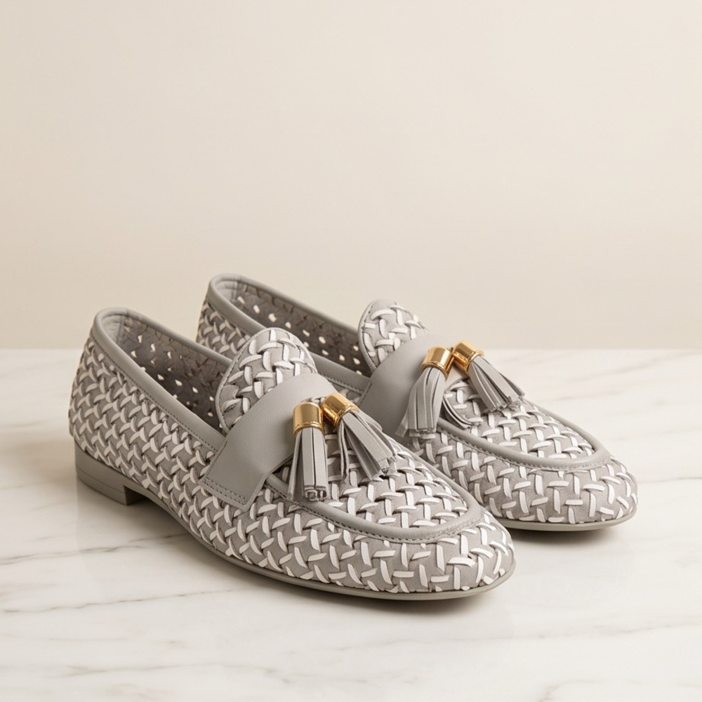 FRAU 🇮🇹 WOMEN'S VERY SOFT! GREY LEATHER COMFORT SUMMER FASHION LOAFERS